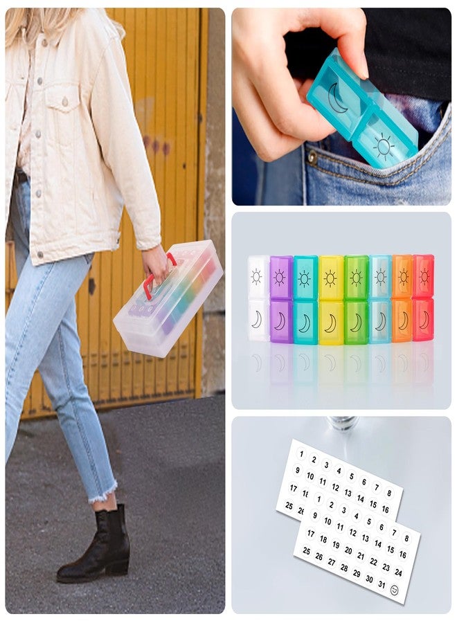 Yewltvep Monthly Pill Organizer 2 Times a Day,30 Day Pill Organizer 2X a Day,Pill Boxes and Organizer 2 Times a Day with Travel Case,Moth Pill Box Am Pm Month Pill Box Organizer with 32 Daily Compartments - Image 5